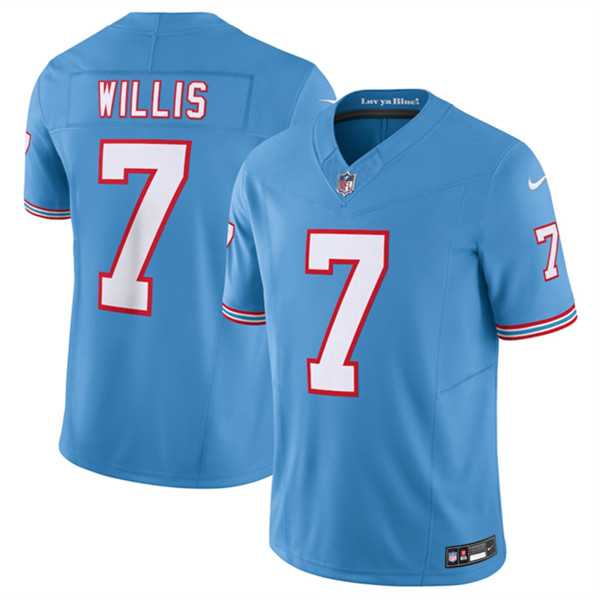 Mens Tennessee Titans #7 Malik Willis Light Blue 2023 F.U.S.E. Vapor Limited Throwback Stitched Football Jersey